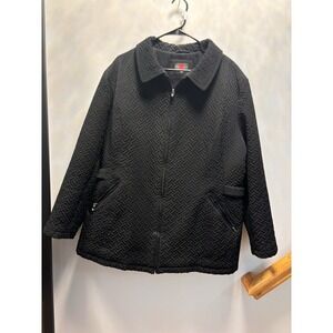 Gallery Woman Black Quilted Textured Zipper Front Jacket Women